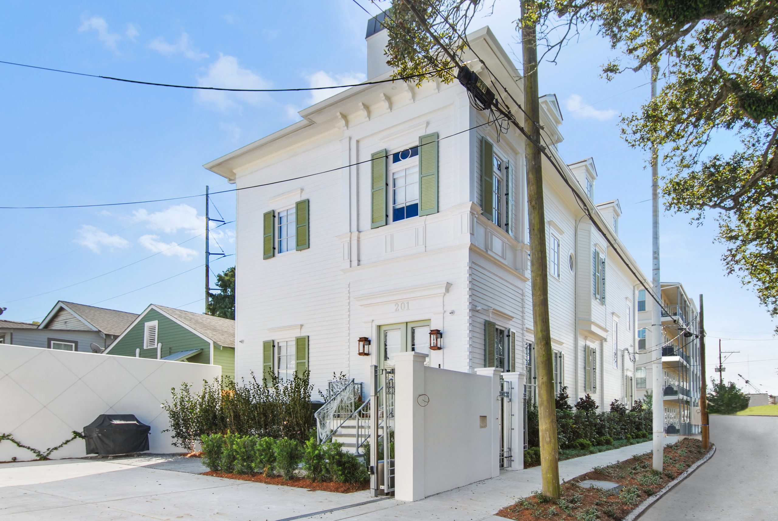 Exterior of Audubon House luxury new construction custom home designed and built by DMG Design + Build