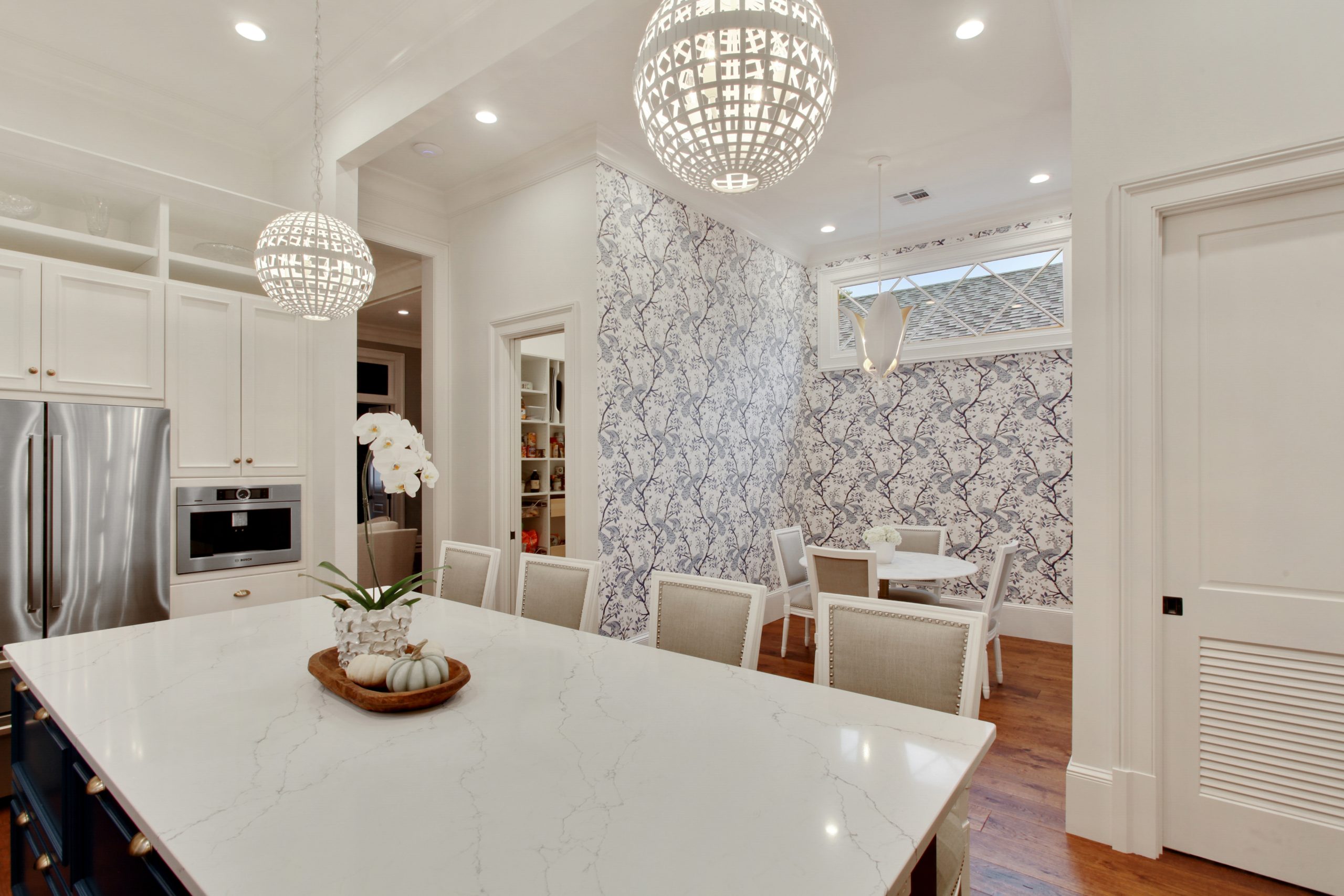 Breakfast nook of Audubon House luxury new construction custom home designed and built by DMG
