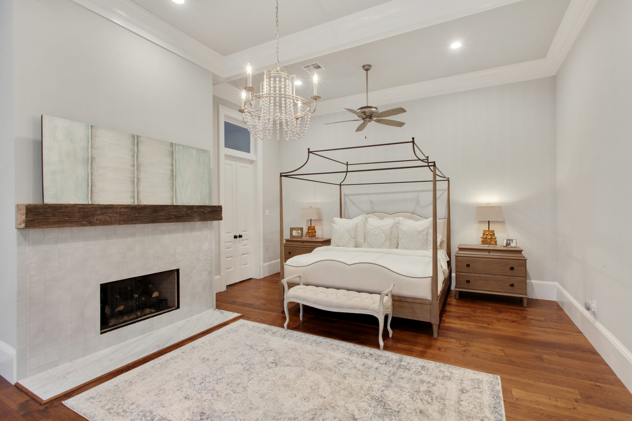 Primary Suite Bedroom of Audubon House luxury new construction custom home designed and built by DMG