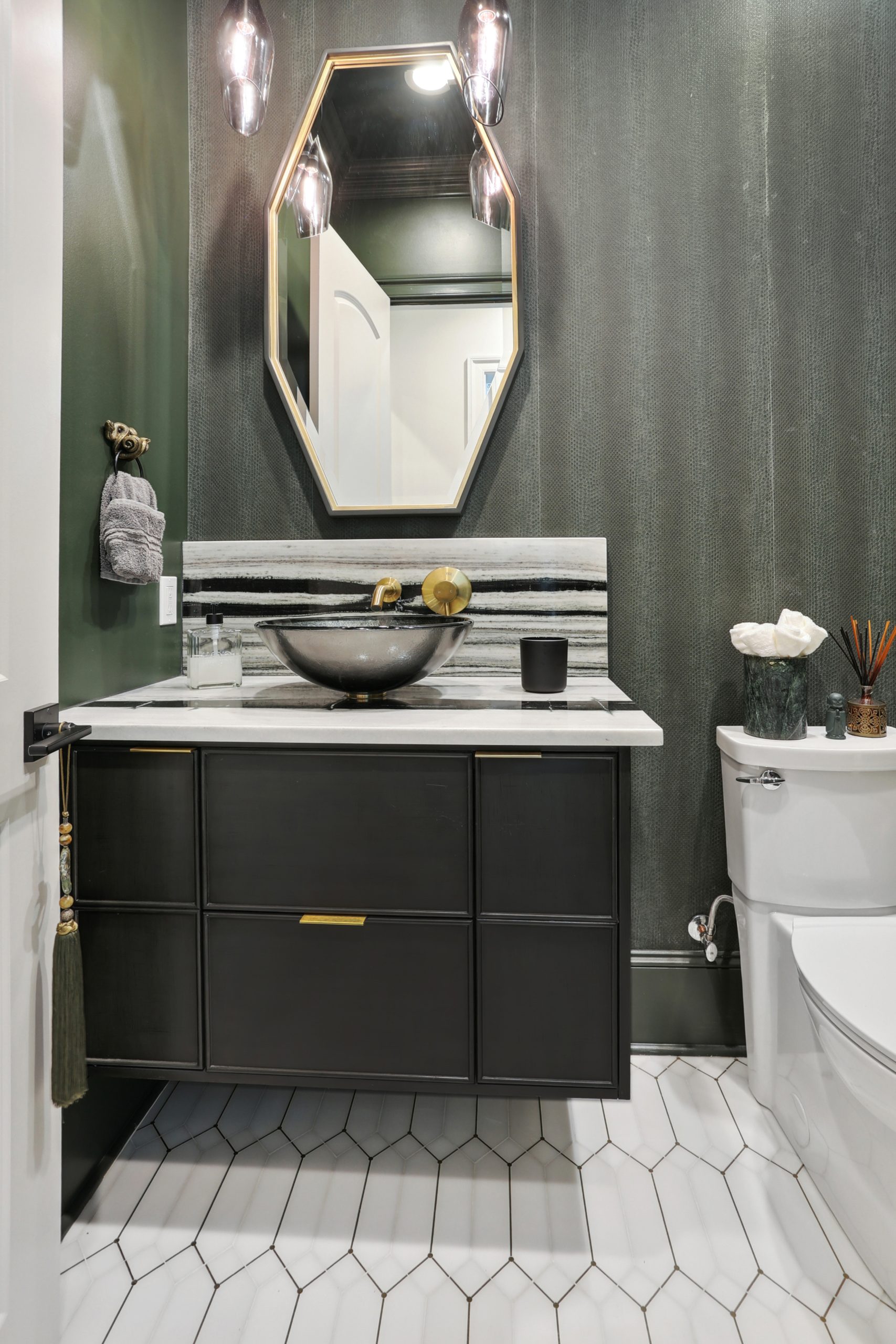 Bathroom in Dogwood House luxury new construction custom home designed and built by DMG