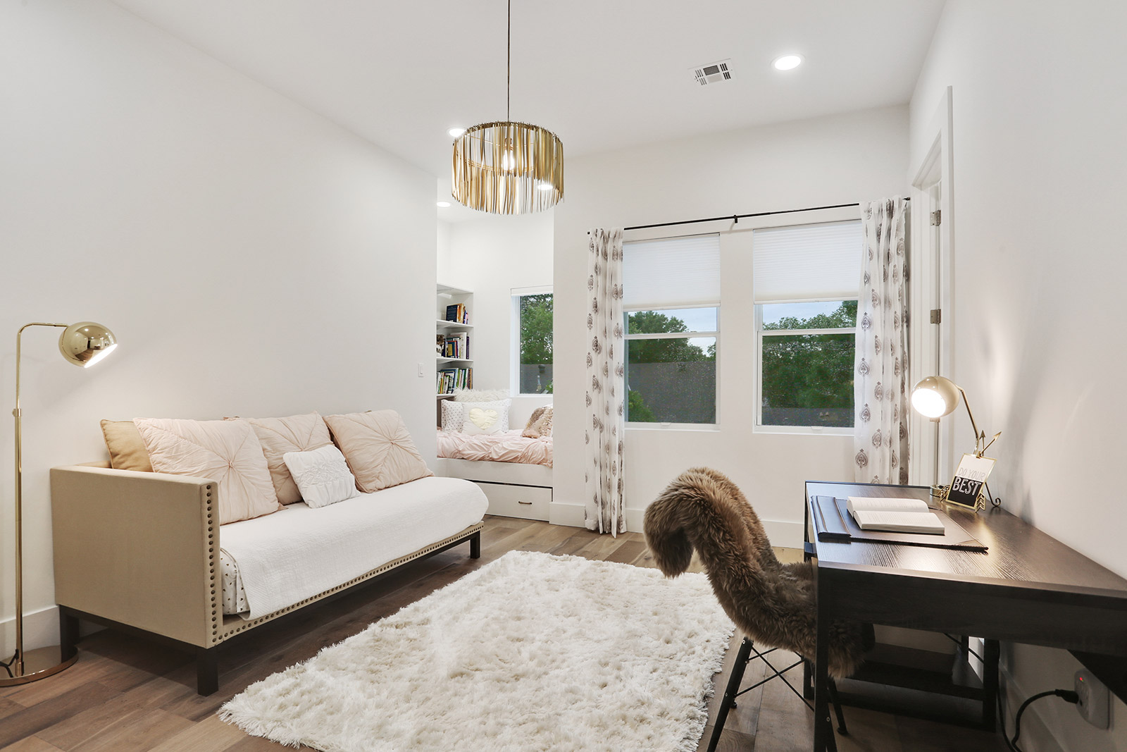 Home Office of Elmeer House luxury new construction custom home designed and built by DMG Design+Build